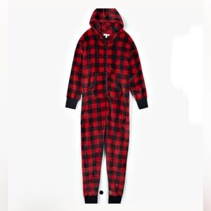 Totally Pink Buffalo Plaid Fleece Hooded Onesie Buffalo Women’s Size Large